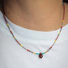 Seed Bead Necklace with Garnet