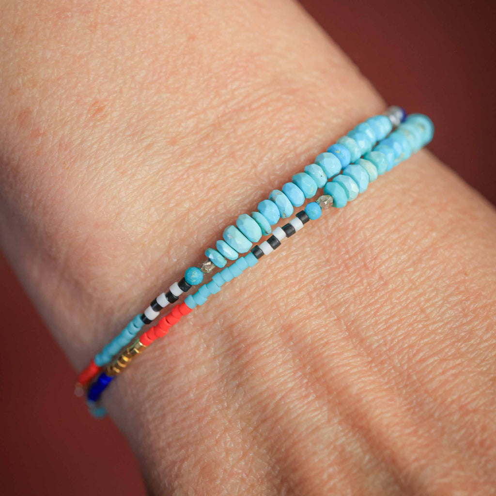 Double Wrap Seed Bead Bracelet with Turquoise
