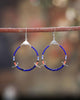 Small Hoops with Silver Birds and Lapis