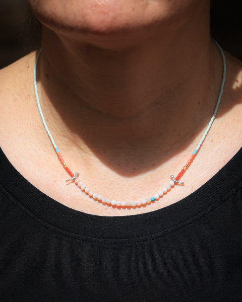 Little Birds  Necklace with Pink Opal