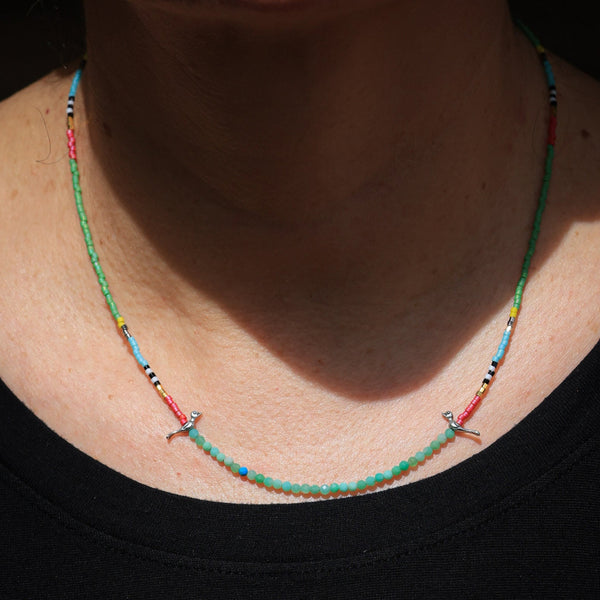 Little Birds Necklace with Chrysoprase
