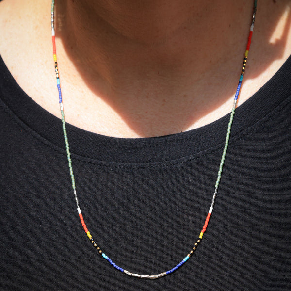 Seed Bead Necklace in Green Multi