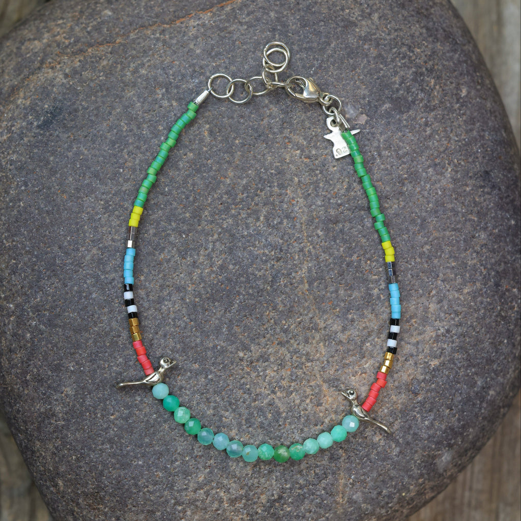 Birds Bracelet with Chrysoprase