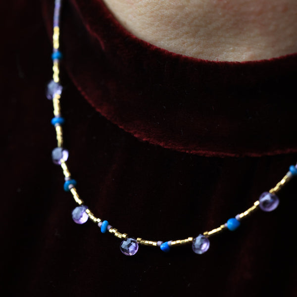 Glimmer of Gold Necklace with Amethyst