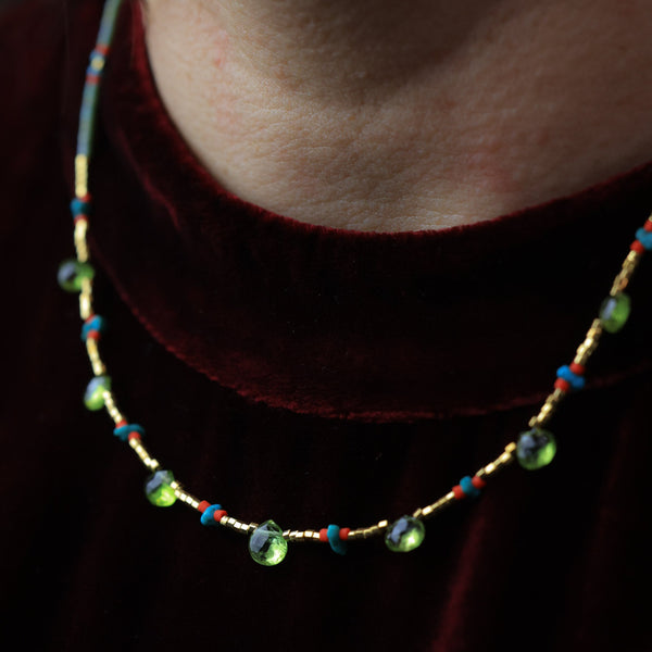 Glimmer of Gold Necklace with Peridot