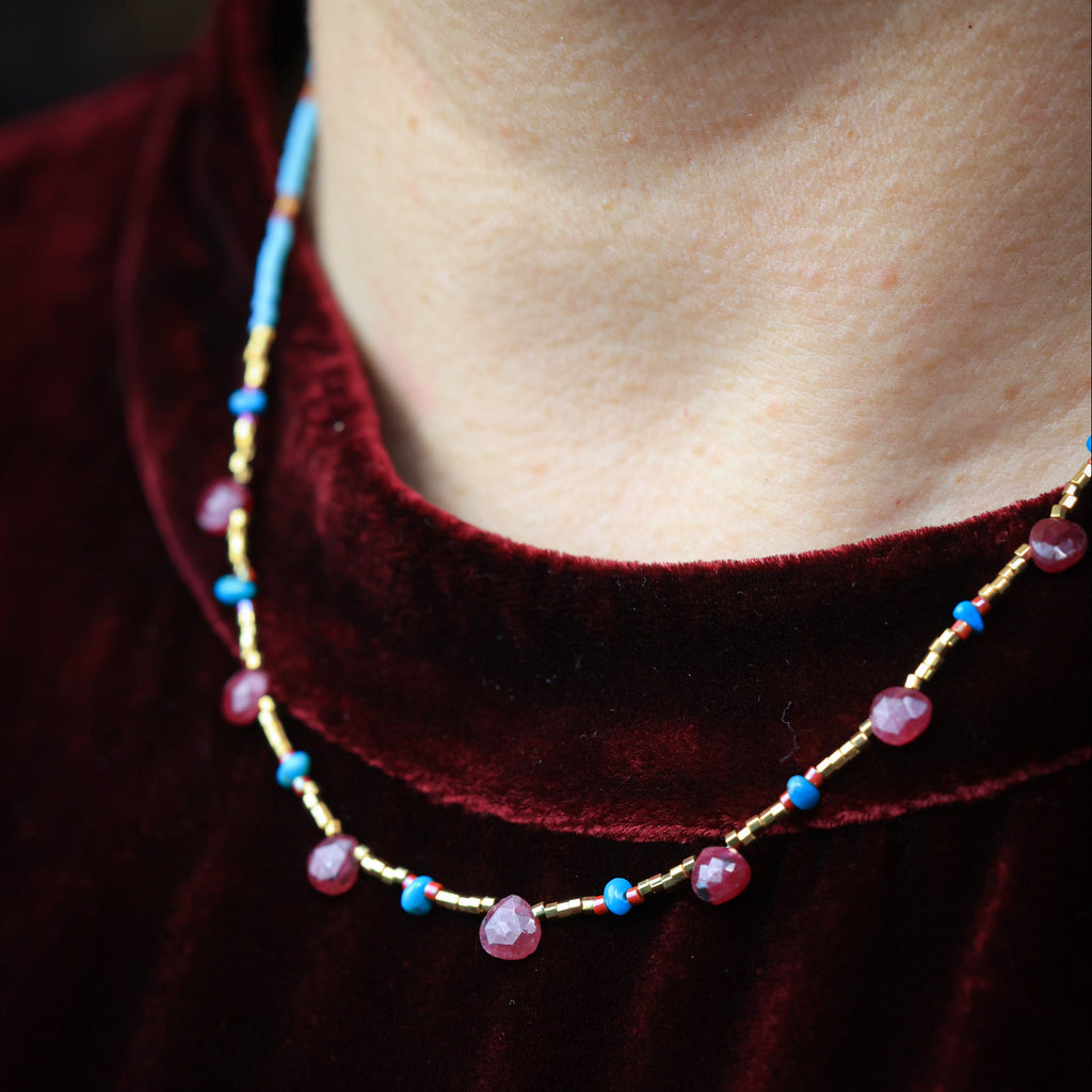 Glimmer of Gold Necklace with Ruby