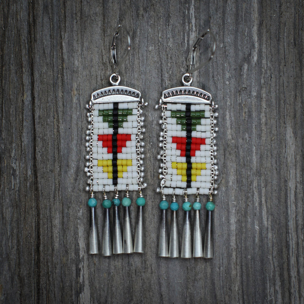 Glacier White Sacred Peak Earrings with Turquoise